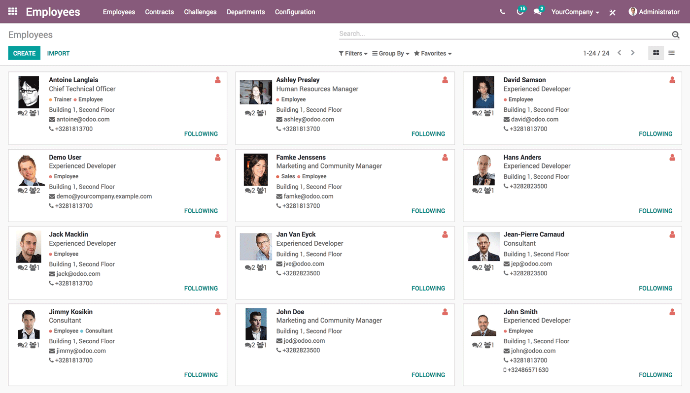 Odoo Employees interface