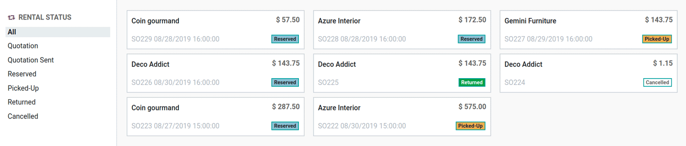 Closeup on rental status's interface