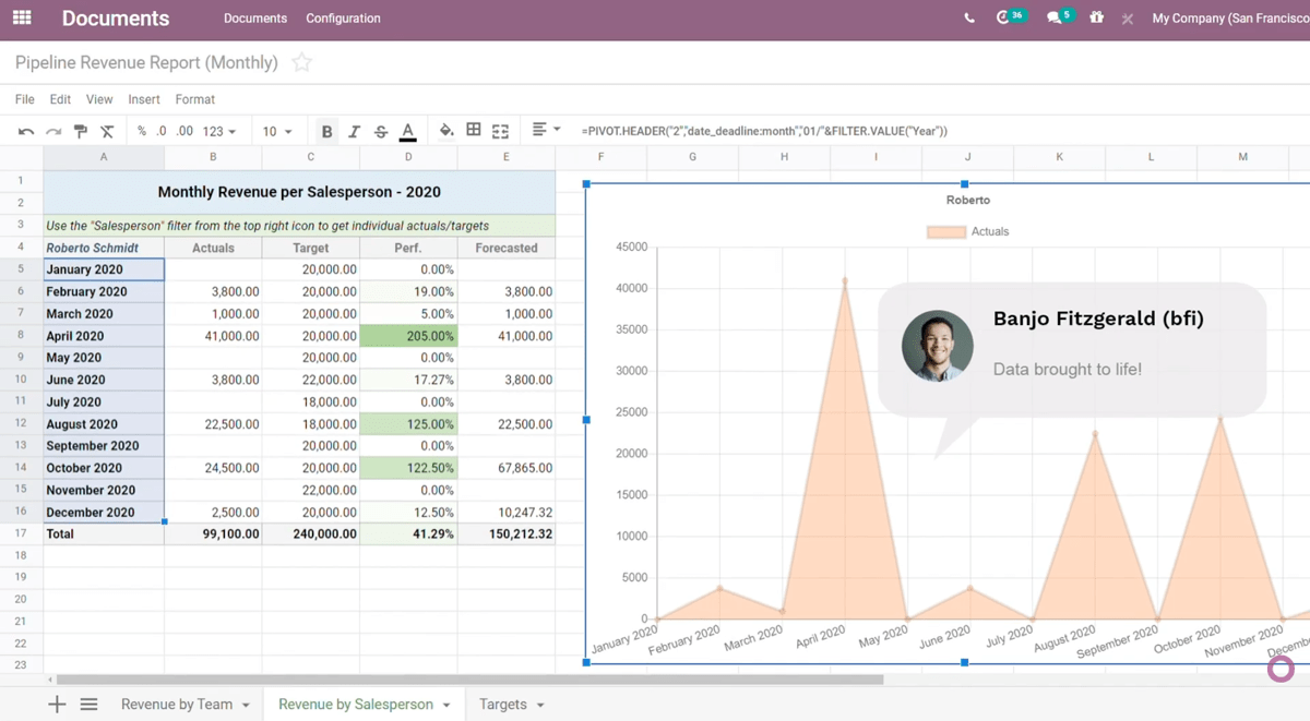 Odoo Spreadsheet video